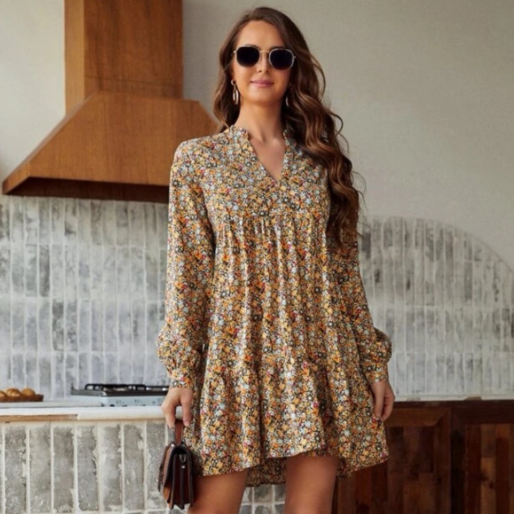 SHEIN Floral Smock Dress